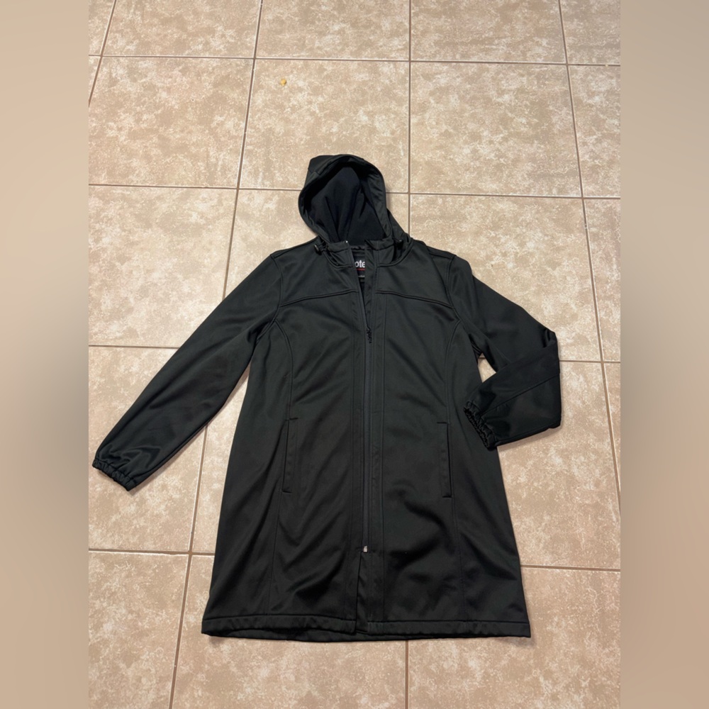 totes Black Hooded Trench Coat for Women